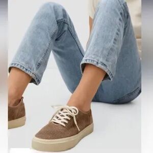 Everlane Forever Sneaker in brown corduroy.